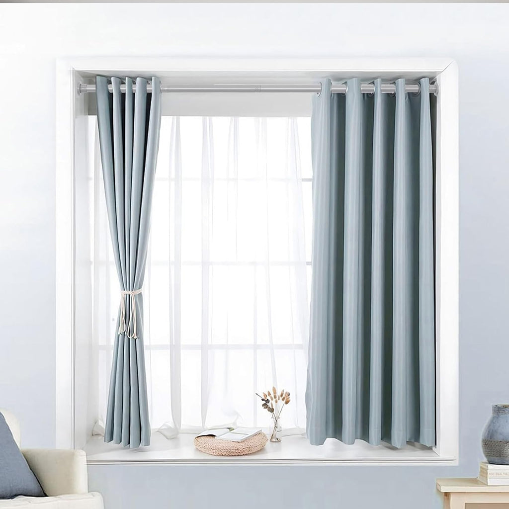 Grey Shower Curtain Rod 28"-39.5", Never Rust Anti-Slip Adjustable Tension Curtain Rods No Drilling, Heavy Duty Spring Enlarged Diameter 1" Tension Rod for Bathroom/Closet/Room Divider