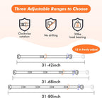 Shower Curtain Rod 31-68 in Adjustable Curtain Rod No Drilling Tension Shower Rod Stainless Steel for Door Curtain, Closet, RV, White