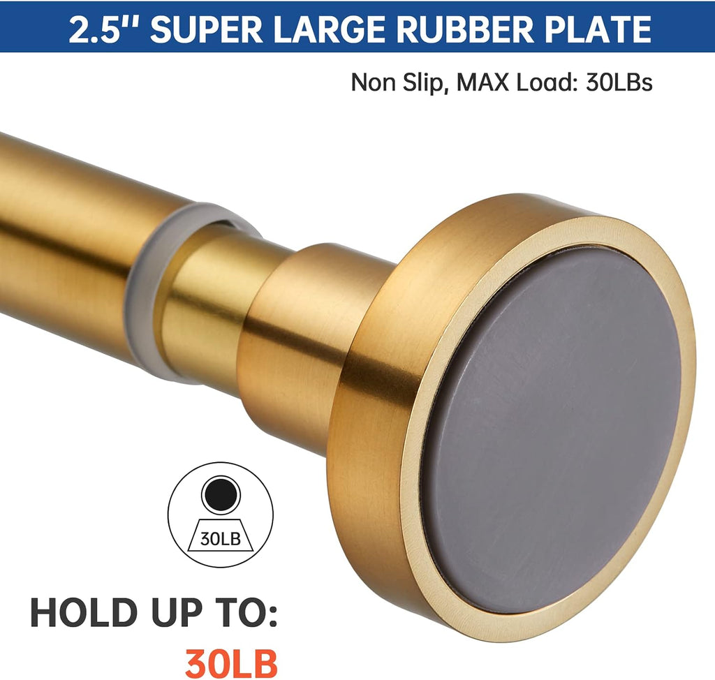 Shower Curtain Rod Tension- No Drill Non-Slip Spring Tension Shower Rod for Window or Bathroom, 43-73 inches Metal Steel, Gold