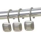 DR Monogram Shower Curtain Hooks, Set of 12, Smooth-Glide Curved Metal Hooks, Heavy-Duty Stainless Steel & Zinc Alloy, Electroplated Finish, Fits Most Standard Shower Rods (Nickel)