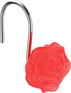 Flower Decorative Shower Curtain Hooks, Glow in The Dark, Set of 12, Pink