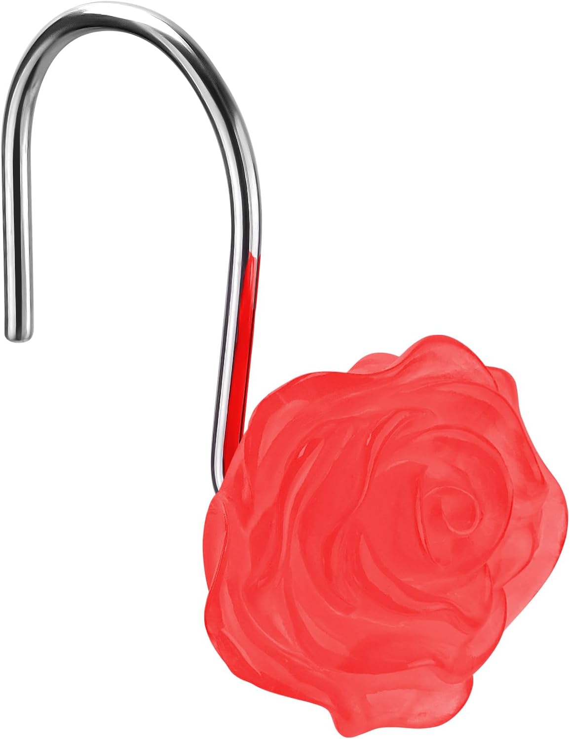 Flower Decorative Shower Curtain Hooks, Glow in The Dark, Set of 12, Pink
