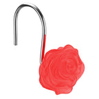 Flower Decorative Shower Curtain Hooks, Glow in The Dark, Set of 12, Pink