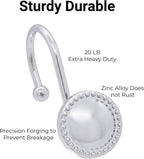 Shower Curtain Hooks,Rust-Resistant Decorative Rings,12-Pack,Chrome