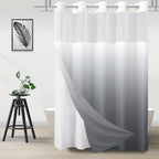 No Hook Shower Curtain and Liner Set, Ombre Black and White, 71x74