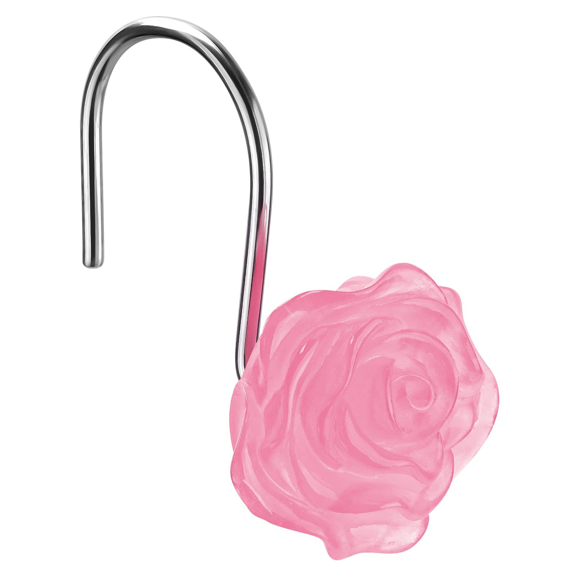 Flower Decorative Shower Curtain Hooks, Glow in The Dark, Set of 12, Pink