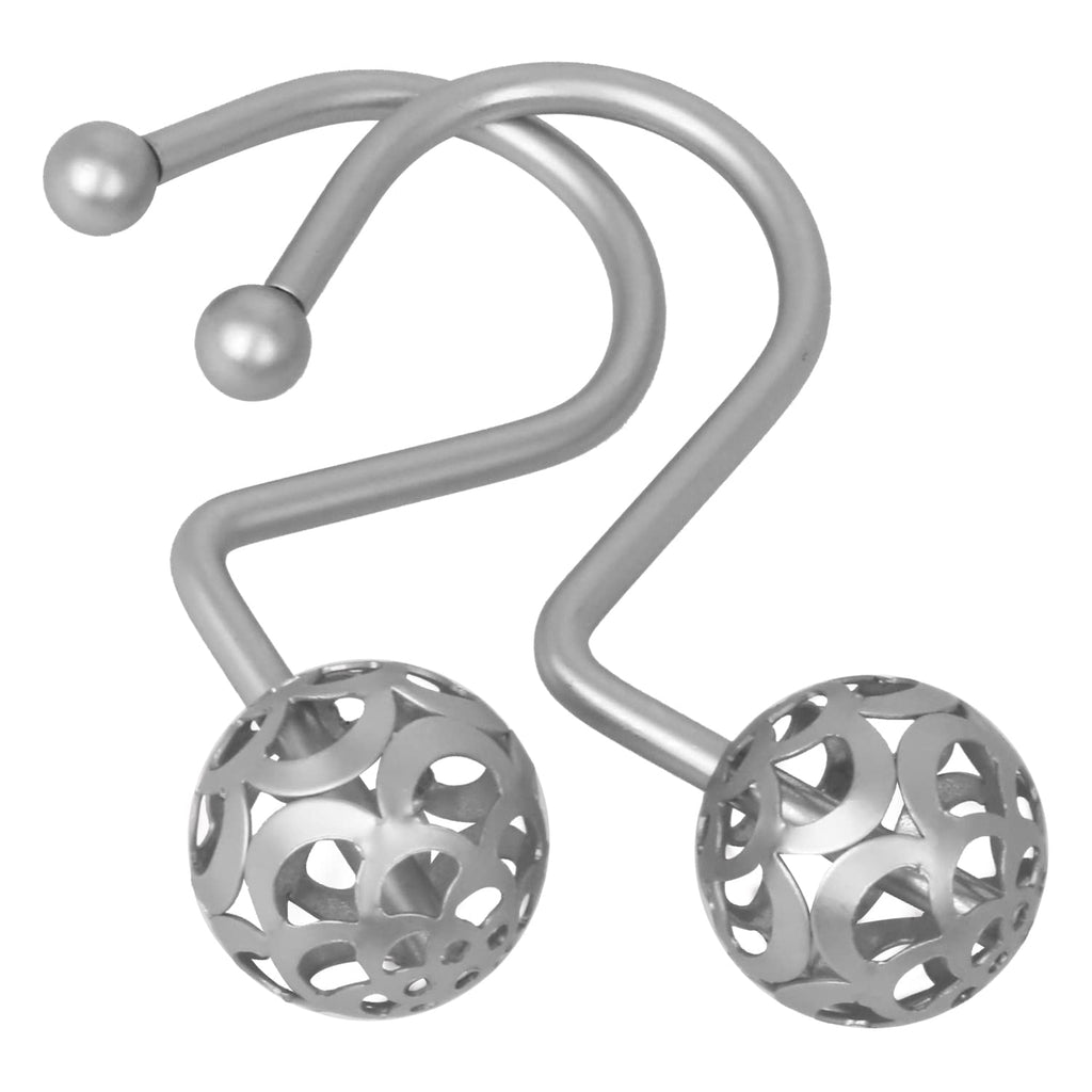 Gracelife 12Pcs Hollow Ball Shower Curtain Hooks Luxury Quality Rustproof Stainless Steel Shower Curtain Rings Hooks for Bathroom Rod (Gold)