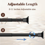 SMODBRODRE Black Shower Curtain Rod, Adjustable 32-80 Inch Tension Spring Curtain Rod No Drilling for Bathroom Kitchen, No Slip, No Rust