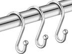 Shower Curtain Hooks, Set of 12 Rust Proof S Shaped Decorative Shower Curtain Rings,Multi-Purpose Hangers S Hooks (Gold)