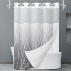 LXBNI Ringless Shower Curtain with Snap-in Liner, Gray White, 71 x 74 Inch