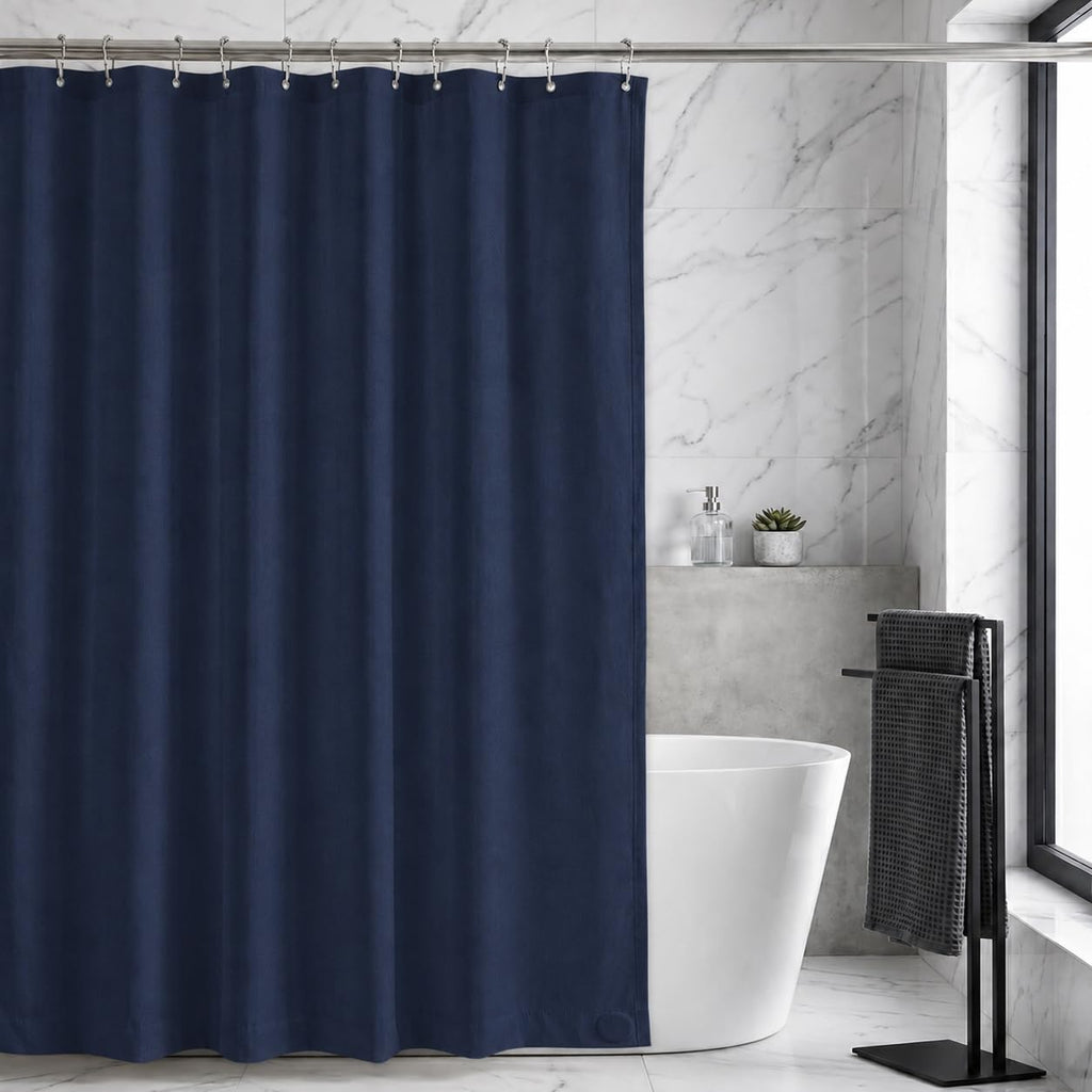 Waterproof Fabric Shower Curtain Liner, TPU Coated, PEVA-Free & Odorless, Hotel Quality, 3 Magnets, Rust-Proof Metal Grommets, Machine Washable, White, 72x72 Inch
