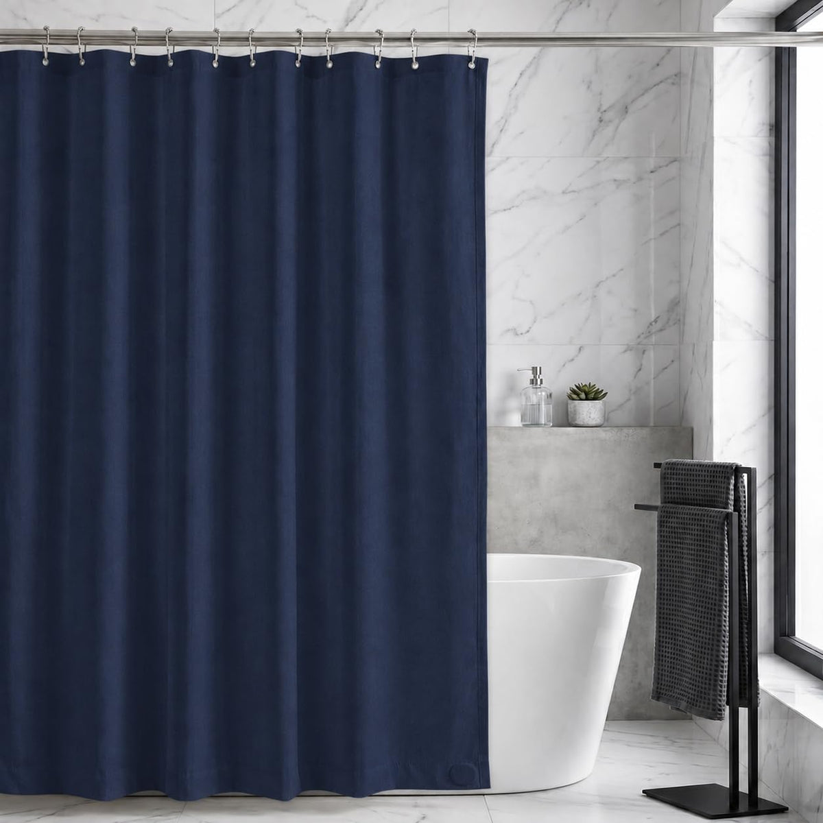 Waterproof Fabric Shower Curtain Liner, TPU Coated, PEVA-Free & Odorless, Hotel Quality, 3 Magnets, Rust-Proof Metal Grommets, Machine Washable, White, 72x72 Inch