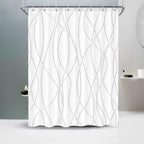 Striped Shower Curtain for Bathroom, Grey White, 72" W x 72" L