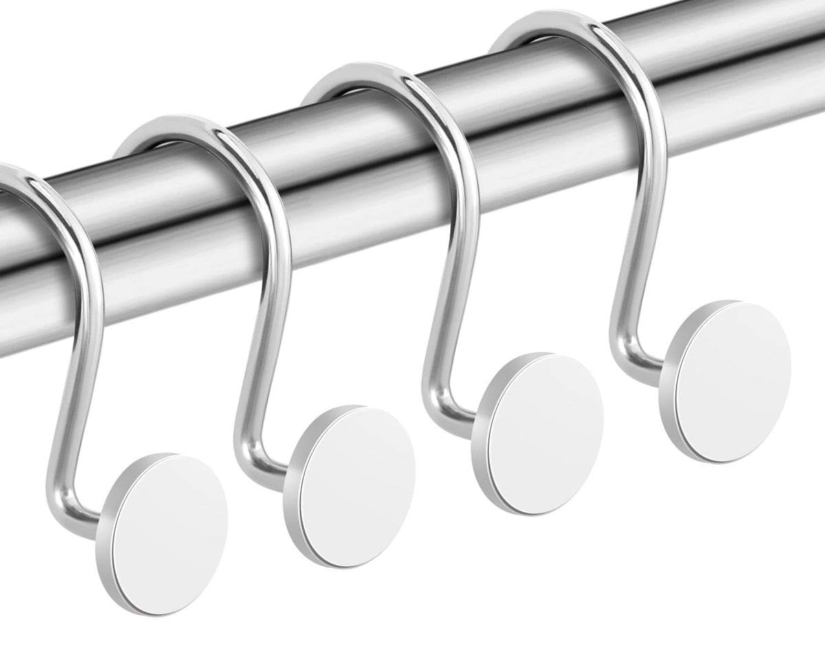 CHICTIE Black Shower Curtain Hooks, 12 Pieces, Metal, Shower Curtain Rings, Modern Decorative Design