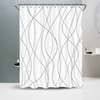 Striped Shower Curtain for Bathroom, Grey White, 72" W x 72" L