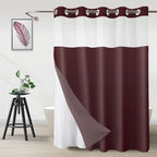 No Hook Shower Curtain and Liner Set, Ombre Black and White, 71x74