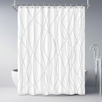 Striped Shower Curtain for Bathroom, Grey White, 72" W x 72" L