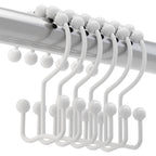 Titanker Black Shower Curtain Hooks Rings, Rust-Resistant Metal Double Glide Shower Hooks for Bathroom Shower Rods Curtains, Set of 12 Hooks - Matte Black