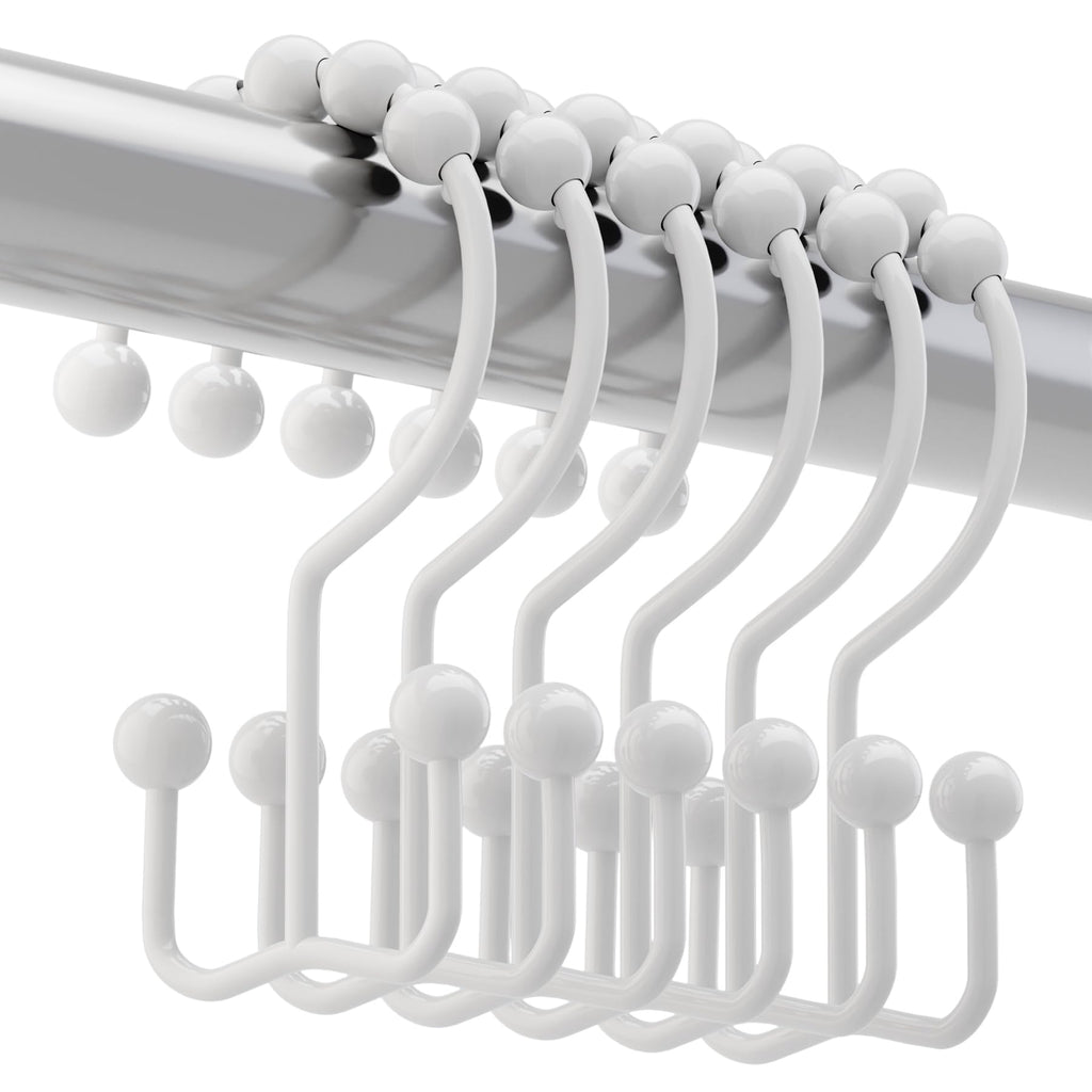 Titanker Shower Curtain Hooks Rings, Rust-Resistant Metal Double Glide Shower Hooks for Bathroom Shower Rods Curtains, Set of 12 Hooks - Bronze