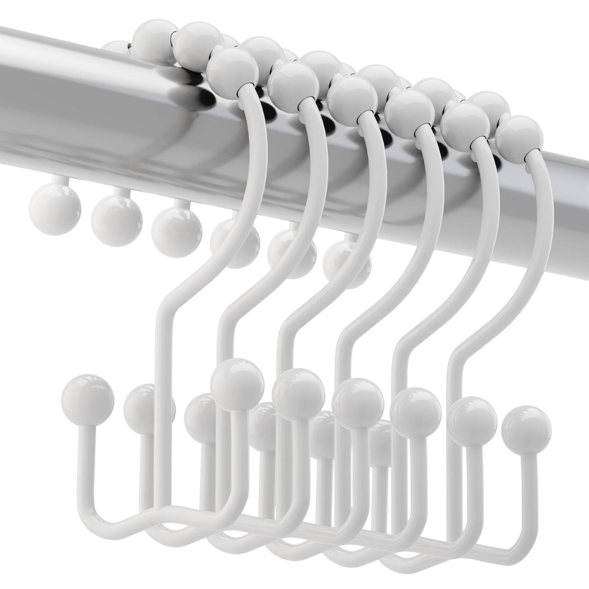 Titanker Shower Curtain Hooks Rings, Rust-Resistant Metal Double Glide Shower Hooks for Bathroom Shower Rods Curtains, Set of 12 Hooks - Bronze