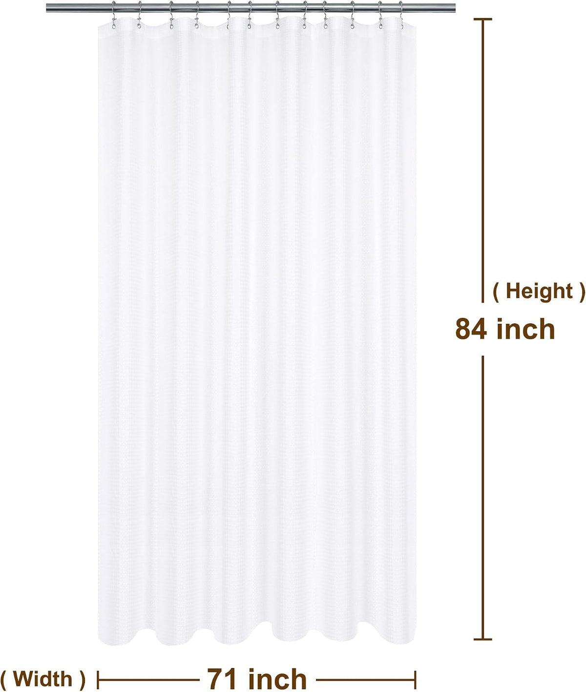 Barossa Design Waffle Weave Extra Long Shower Curtain White 84 Inch Length