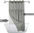 River Dream No Hook Shower Curtain with Snap-in Liner Set, Dark Gray, 71x74