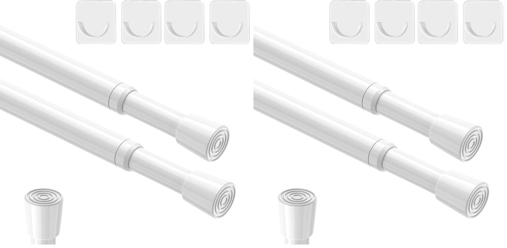 AIZESI 2Pcs Spring Tension Curtain Rods, Adjustable 26-39 Inch, White