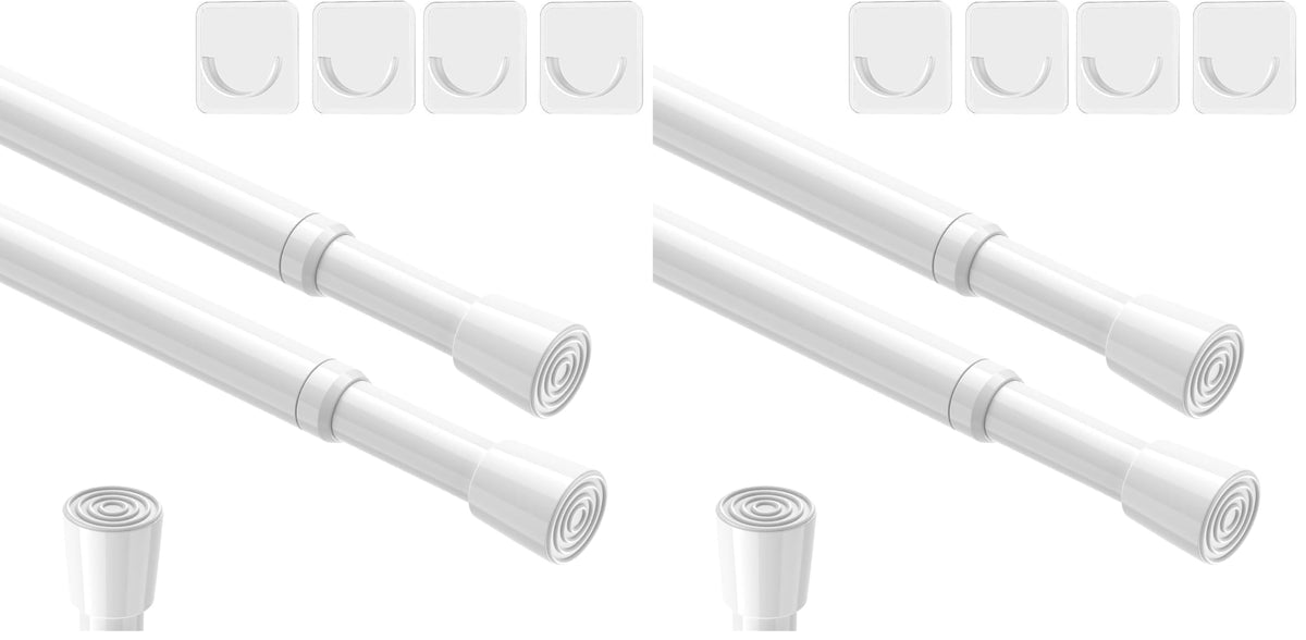 AIZESI 2Pcs Spring Tension Curtain Rods, Adjustable 26-39 Inch, White