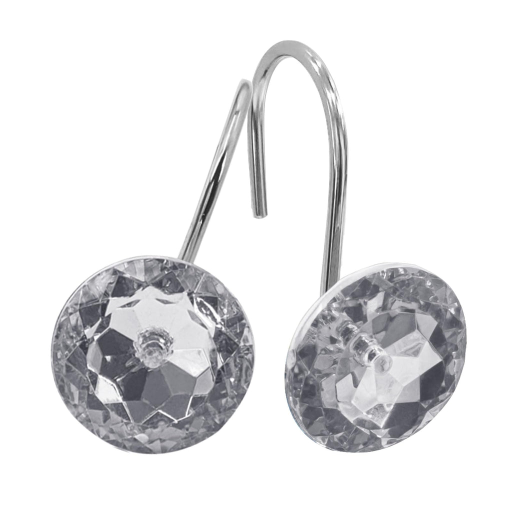 Aqua Diamond Crystal Bling Shower Curtain Hooks Rings for Bathroom,12PCS