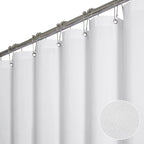 BTTN Beige Linen Textured Waterproof Cloth Shower Curtain Set, 72x72, Cream