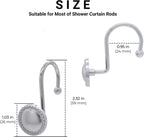 Shower Curtain Hooks,Rust-Resistant Decorative Rings,12-Pack,Chrome