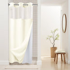 River Dream Heavyweight Waffle No Hook Shower Curtain with Liner,Gray,71x74