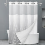 LXBNI Ringless Shower Curtain with Snap-in Liner, Gray White, 71 x 74 Inch