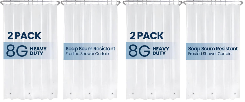 LiBa White Fabric Shower Curtain 72x72 Waterproof Heavy Duty Liner