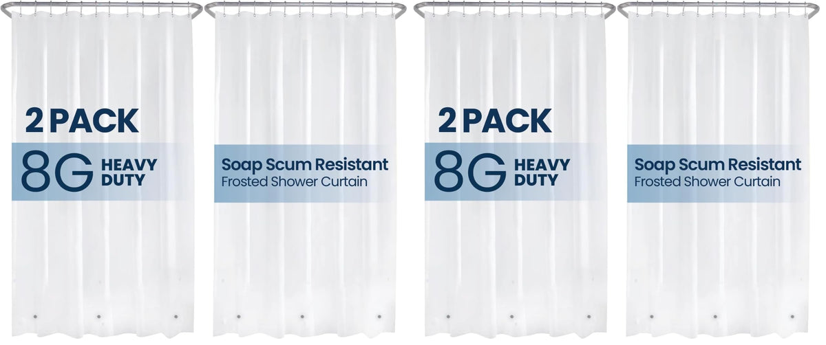 LiBa White Fabric Shower Curtain 72x72 Waterproof Heavy Duty Liner