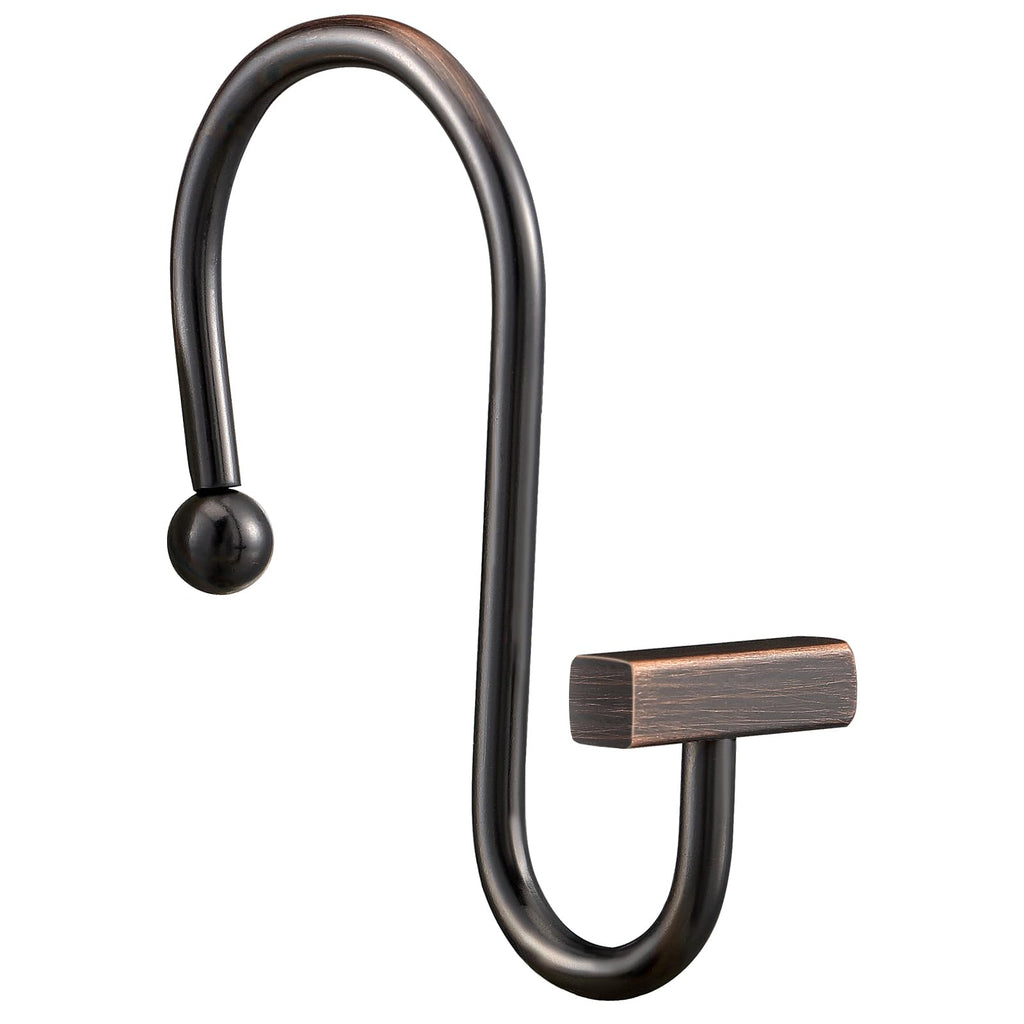 Chrome Shower Curtain Hooks, Polished Silver Shower Curtain Rings for Bathroom, CHICTIE Modern Rustproof Metal Decorative Shower Hooks Hangers for Shower Curtain Rod, Square T Bar Shape Set of 12