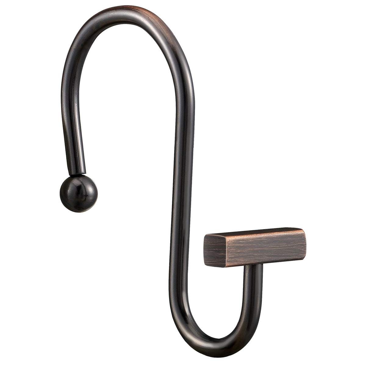 Chrome Shower Curtain Hooks, Polished Silver Shower Curtain Rings for Bathroom, CHICTIE Modern Rustproof Metal Decorative Shower Hooks Hangers for Shower Curtain Rod, Square T Bar Shape Set of 12