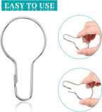 Queekay 60 Pcs Metal Shower Curtain Hooks Reusable Hanging Clips, Silver