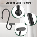 Bathway Shower Curtain Hooks, Black Shower Curtain Rings Rust Proof, 12PCS Shower Hooks for Shower Curtain, T-Bar Design Convenient Elegant Shower Curtain Hangers for Bathroom Kitchen Wardrobe