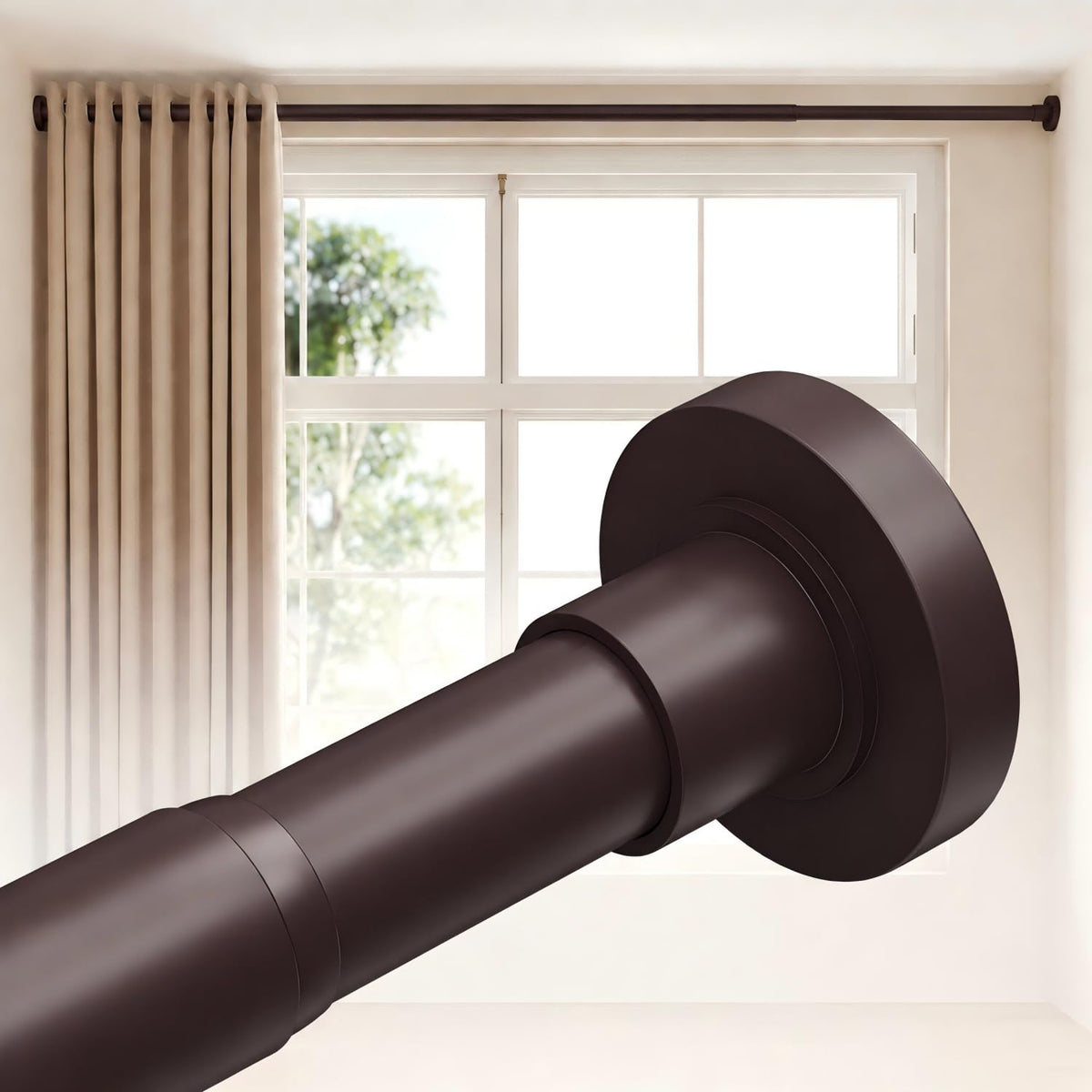 ALLZONE Tension Shower Curtain Rod, 29-84 In, Spring Loaded Curtain Rod