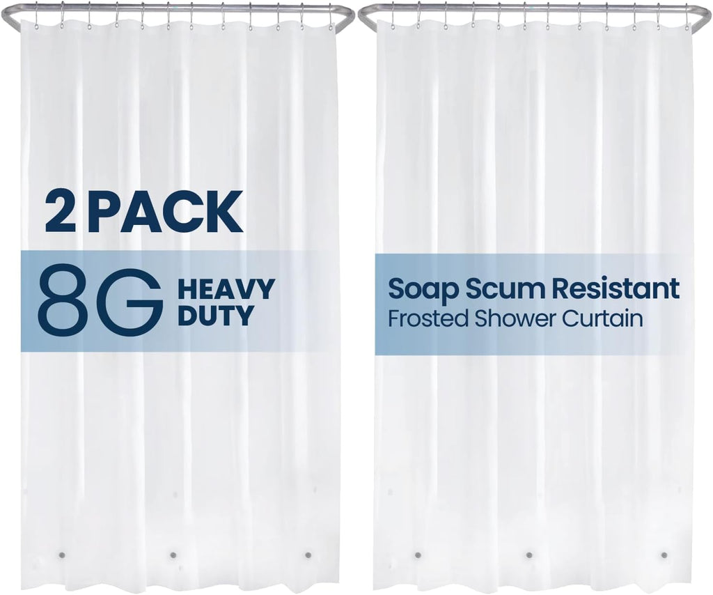 LiBa Shower Curtain PEVA 8G, 72x72 Inch Frosted 2-Pack