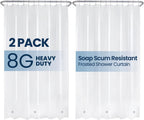 LiBa Shower Curtain PEVA 8G, 72x72 Inch Frosted 2-Pack