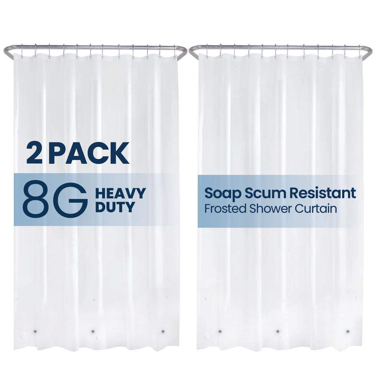LiBa Shower Curtain PEVA 8G, 72x72 Inch Clear Pebbles with Magnets