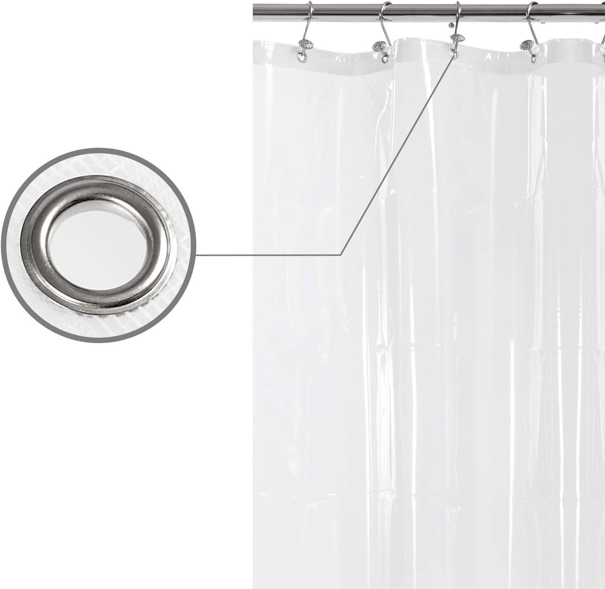 Barossa Design 48 inch Wide Stall Shower Curtain Liner with Magnets, Clear
