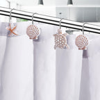 Decorative Shower Curtain Hooks,12Pcs Seashell Turtles Shower Curtain Rings