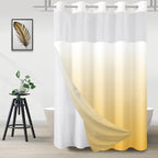 No Hook Shower Curtain and Liner Set, Ombre Black and White, 71x74