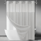 SORTTO Ringless Slub Shower Curtain with Snap in Liner, 71x74, Black