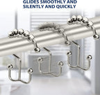Gidse Shower Curtain Hooks,Sturdy Stainless Steel Double Sided Shower Hooks Rings for Bathroom Shower Curtain Rods Curtains Set of 12 Hooks - Nickel