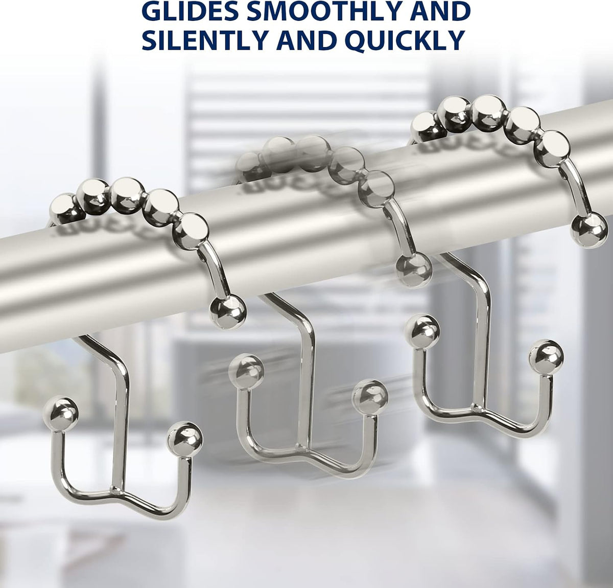 Gidse Shower Curtain Hooks,Sturdy Stainless Steel Double Sided Shower Hooks Rings for Bathroom Shower Curtain Rods Curtains Set of 12 Hooks - Nickel