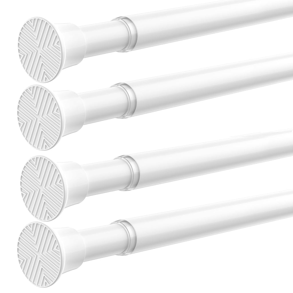 2PCS White tension rod 23-46Inch,Tension Curtain Rods No Drilling